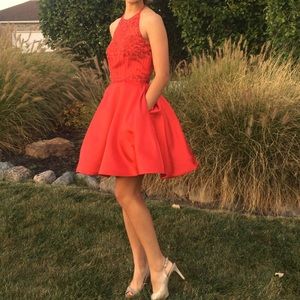 Sherri Hill red beaded short dress